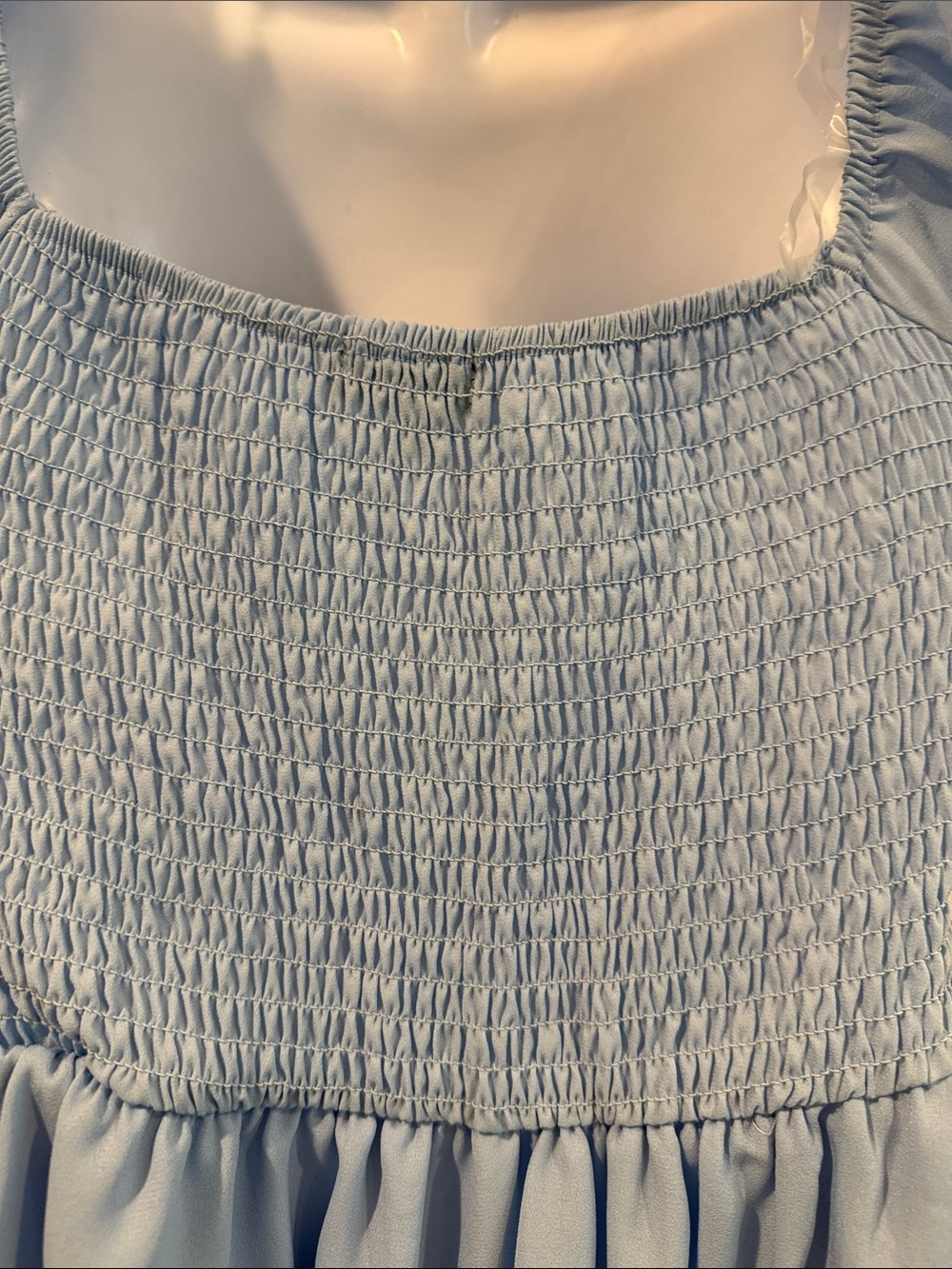 Light Blue Puff-Sleeve Mini Romper Dress - Picture 8 of 11